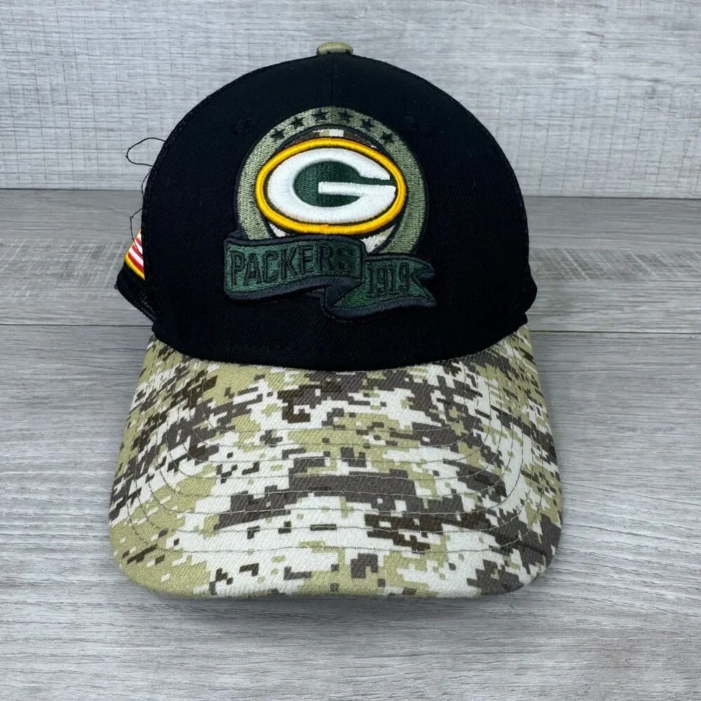 New Era 9Forty Green Bay Packers Cap Youth Black Green Camo Snapback Trucker Hat